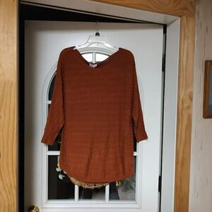 New Market & Spruce Burnt Orange Reviera Cable Knit Dolman Sweater Women's M